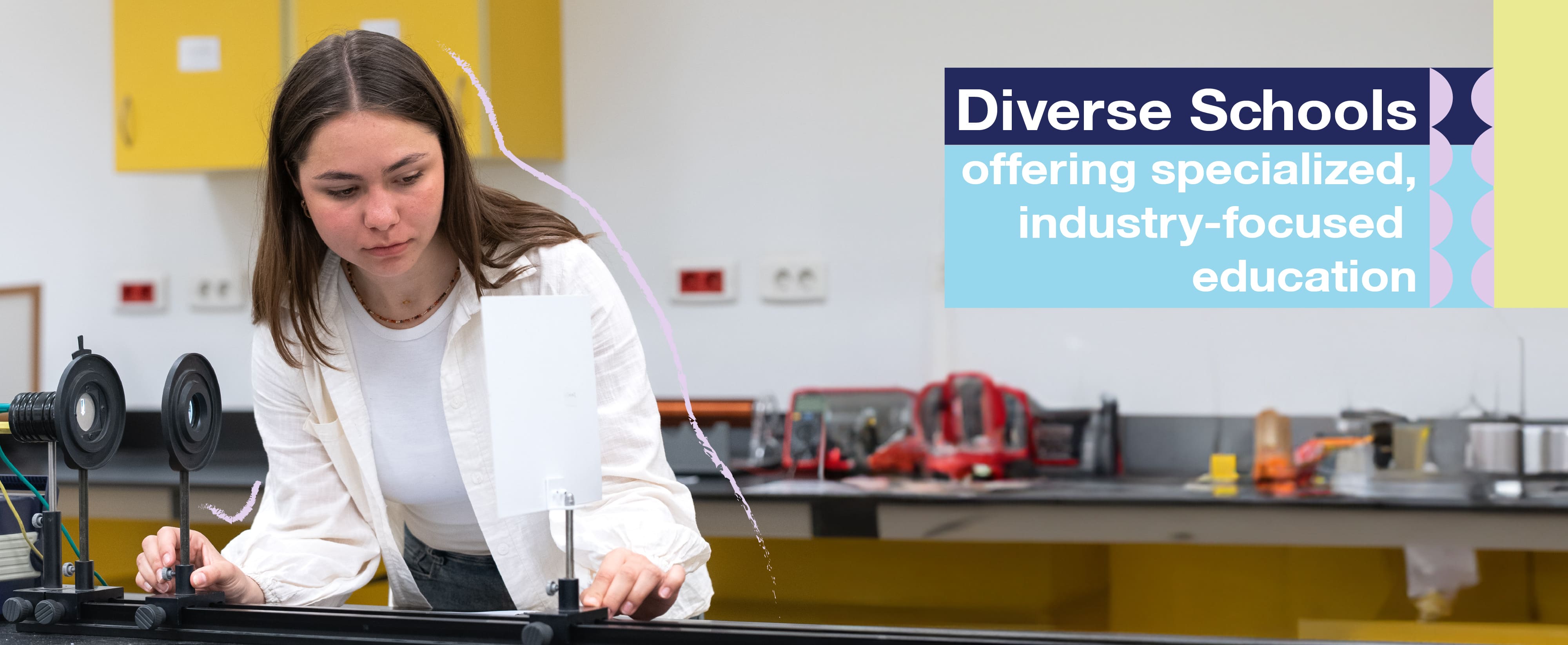 Diverse schools offering specialized, industry-focused education