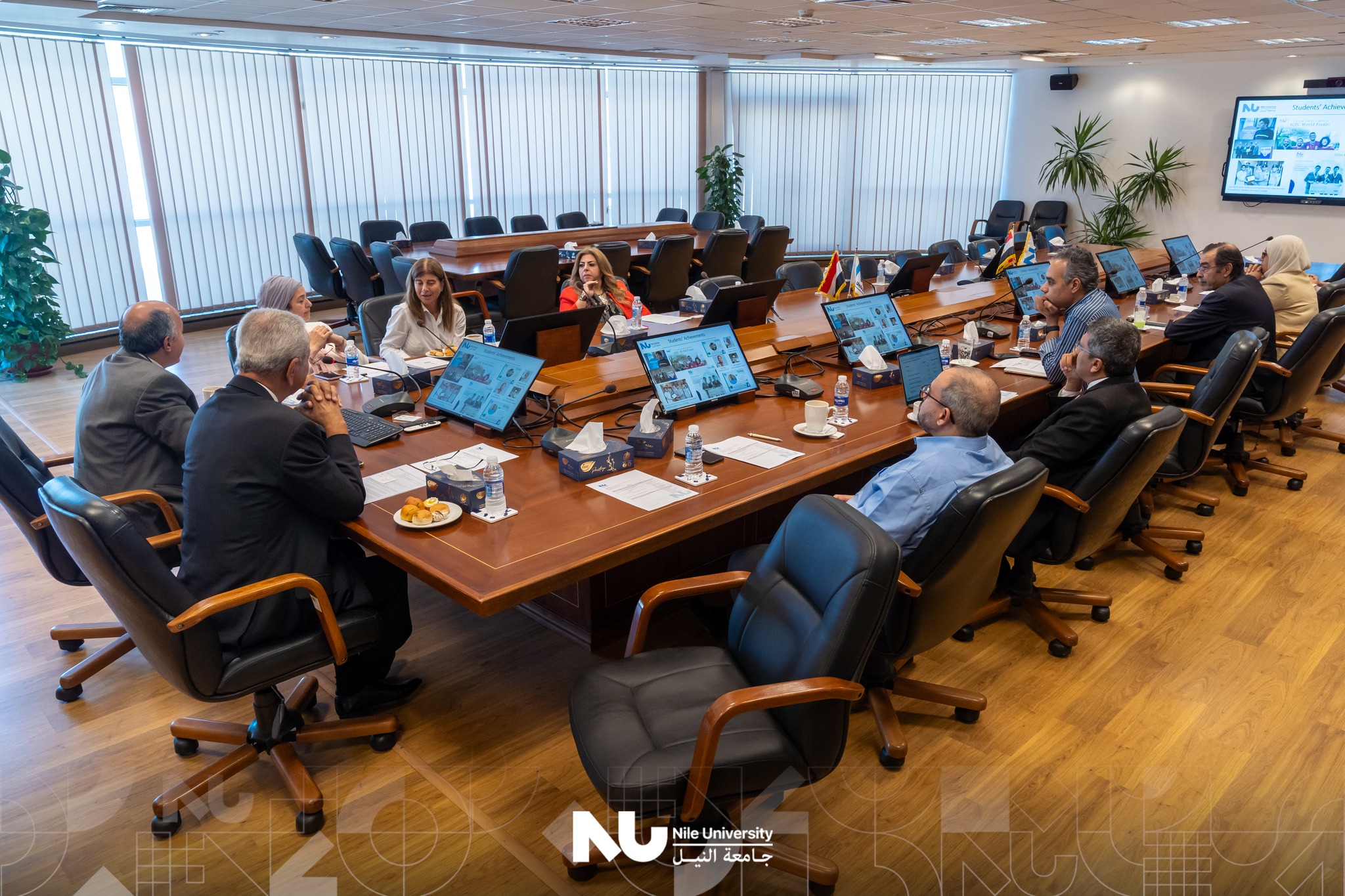 The Office for International Affairs at Nile University was delighted to host Dr. Dina Rashed from the University of Chicago and Ms. Heba Iskander from Orascom Construction